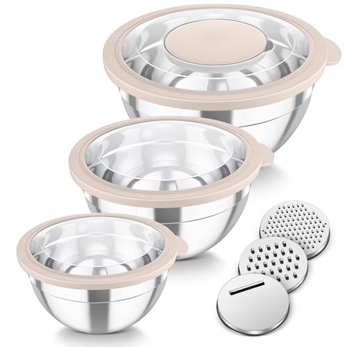 Mixing Bowls 3PCS Stainless Steel Serving Salad Bowls (3 Count)