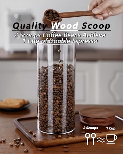 2PCS of 50floz Round Coffee Canister with Wooden Lids