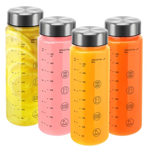 4 Pack Plastic Juice Bottles with Caps (4 Count)