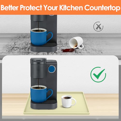 Silicone Coffee Maker Mat with Lip for Countertops 15.7''x11.8'' Sage Green