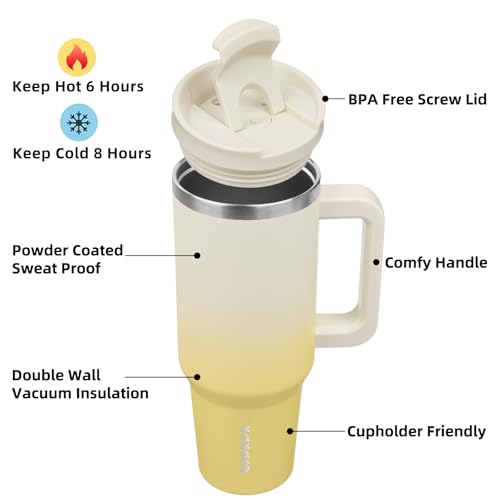 40 oz Insulated Tumbler with Handle & Straw