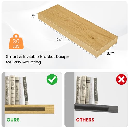 24 Inch Floating Shelves for Wall (2 Count)