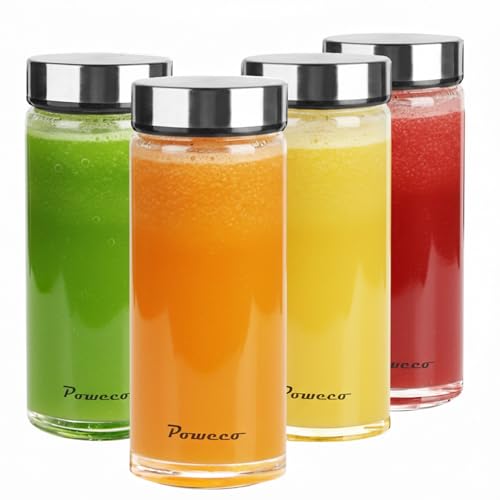 Glass Juice Bottles 4 Pack 16 oz (4 Count)