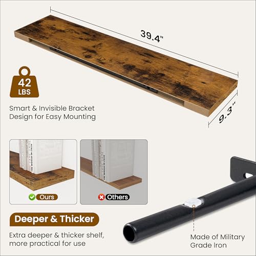 40 Inch Brown Floating Shelves (2 Count)