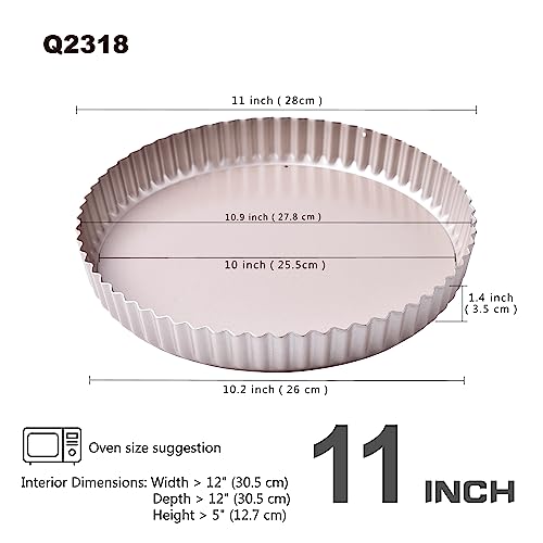 11 Inch Round Tart Pan with Loose Removable Bottom