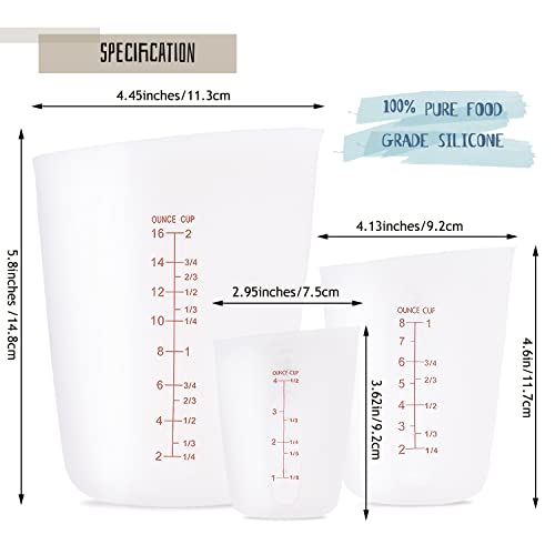 3 PCS Silicone Flexible Measuring Cups