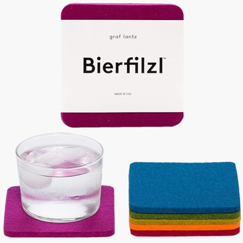 Bierfilzl Merino Wool Square Coasters Set of 6 (6 Count)