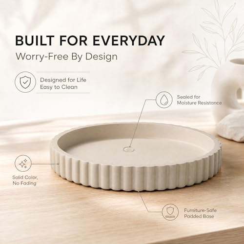 11 Inch Concrete Round Tray Home Decor for Coffee Table Decor