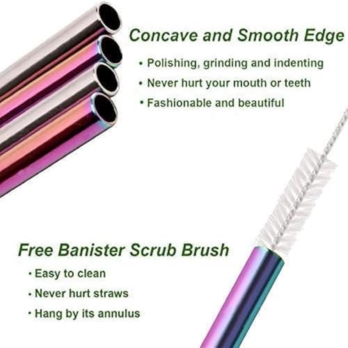 8 Pack Rainbow Metal Straws (8 Count)