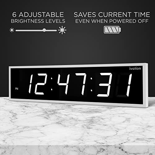 Oversized Digital Wall Clock with Large LED Display & Timer