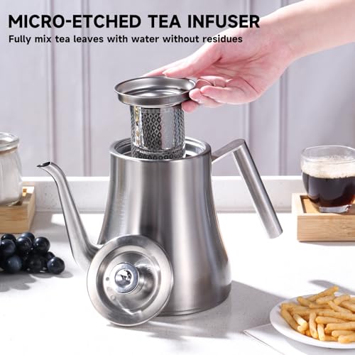 68OZ 2000ML Stainless Steel Teapot with Removable Infuser