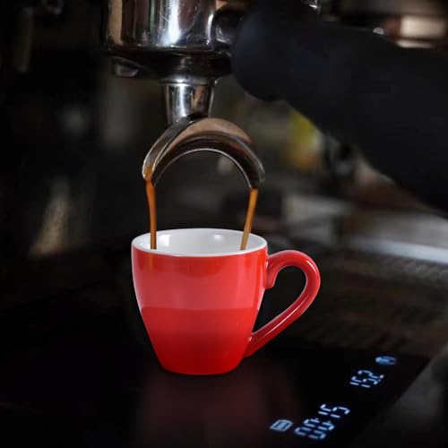 Porcelain Espresso Shot Cup Set with Saucers and Stainless Steel Spoons (4 Count)