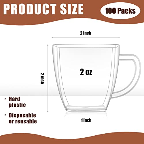 100 Pcs 2oz Disposable Espresso Cups Hard Plastic