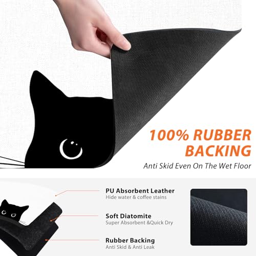 Black Cat Dish Drying Mat