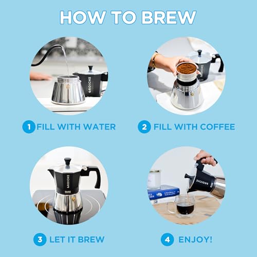 Milano Induction Stovetop Espresso Maker Moka Pot 3 Cup