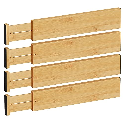 Bamboo Expandable Drawer Dividers (4 Count)
