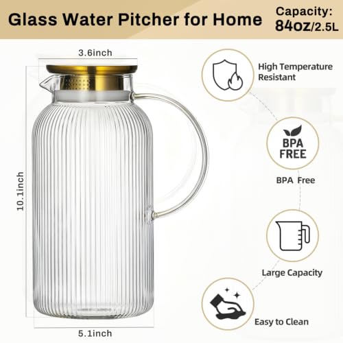 2 PACK Glass Pitcher with Silicone Base (2 Count)