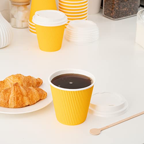 Ripple Wall Coffee Cups 25 Count 8 Ounce Insulated Yellow Paper Cups