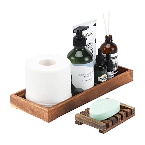 Wooden Rectangle Storage Tray with Soap Dish