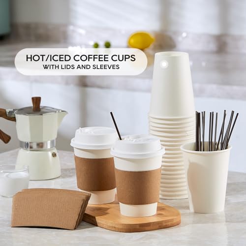 100 Pack] 12 oz Paper Coffee Cups (100 Count)