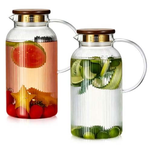 2 PACK Glass Pitcher with Lid (2 Count)