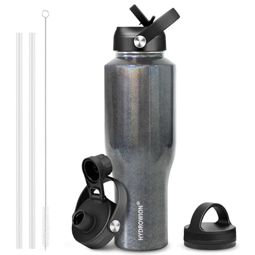 40 oz Insulated Water Bottle with Straw fit in Car Cup Holder