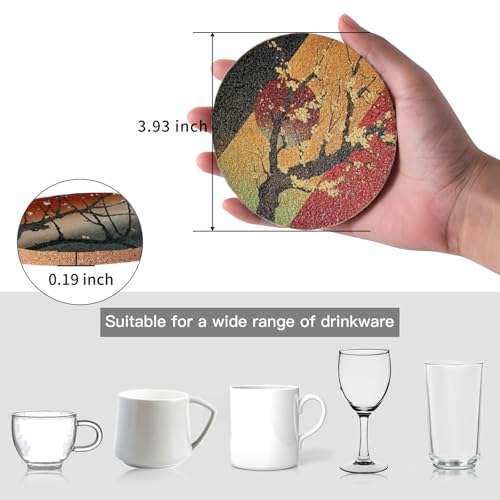 Cork Coasters for Drinks Absorbent Non Slip 12pcs 4 Inch Ukiyo (12 Count)