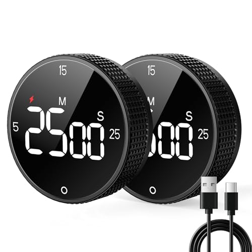 Rechargeable Magnetic Kitchen Timer for Cooking (2 Count)