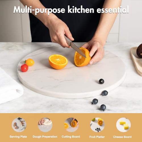 16 Inch Natural White Marble Cutting Board for Kitchen Countertop