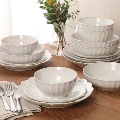 Malibu Shore 16 Piece Scallop Stoneware Reactive Glaze
