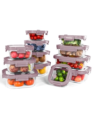 12 Pack Glass Containers with Tempered Lids (12 Count)