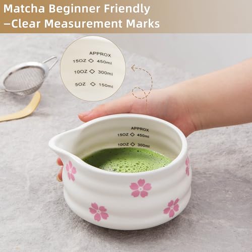 Ceramic Matcha Bowl with Bamboo Whisk Holder