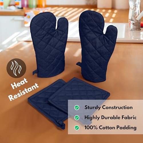 4 Piece Set 2 Oven Mitts & 2 Potholders (4 Count)