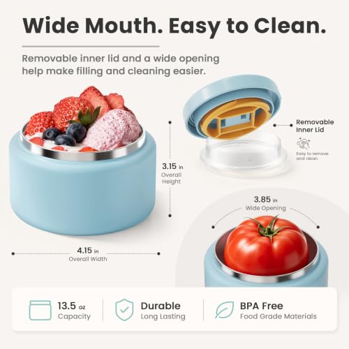 13.5oz Soup Thermo for Hot Food Kids with Buckle Lid Insulated Vacuum Food Jar Wide Mouth Leakproof Stainless Steel Lunch Container