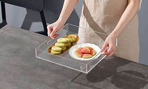 Clear Sturdy Acrylic Serving Tray with Handles