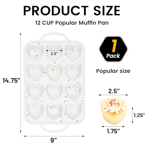 Silicone Heart Shaped Muffin Pan with Metal Reinforced Frame