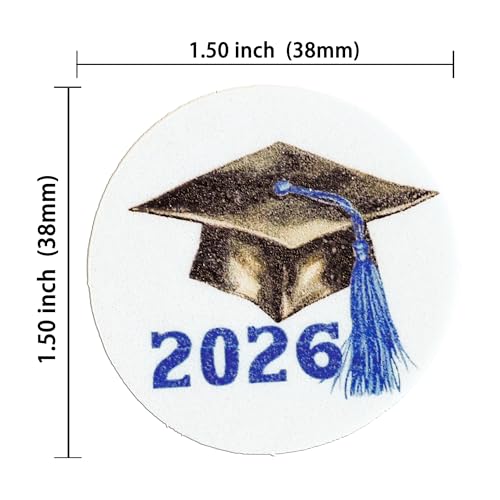 48Pcs Edible 2026 Graduation Cap Cupcake Toppers Wafer Paper Class of 2026 Grad Cap Cupcake Picks for 2026 Graduation Theme Party Cake Decorations Supplies Blue (48 Count)