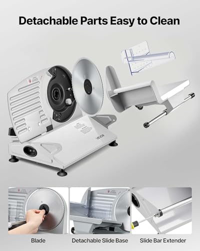 Meat Slicer 7.5" Electric Deli Slicer with 2 SUS420 Blades