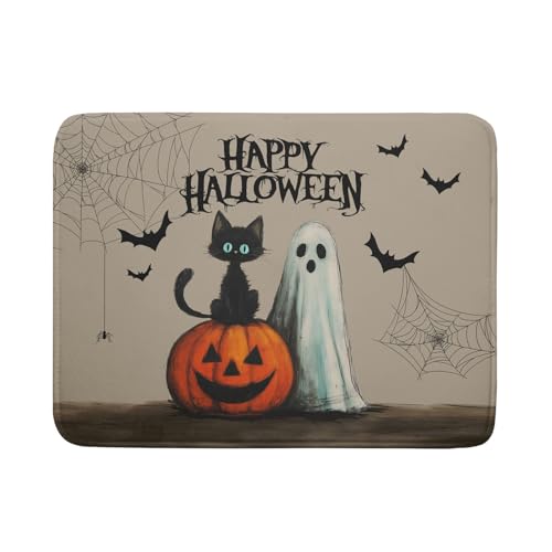 Happy Halloween Black Cat Ghost Dish Drying Mat for Kitchen Counter
