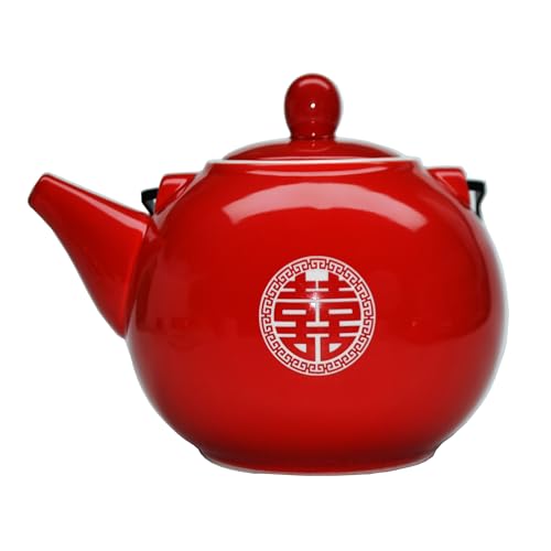 Chinese Teapot 28oz Porcelain Tea Pot Red
