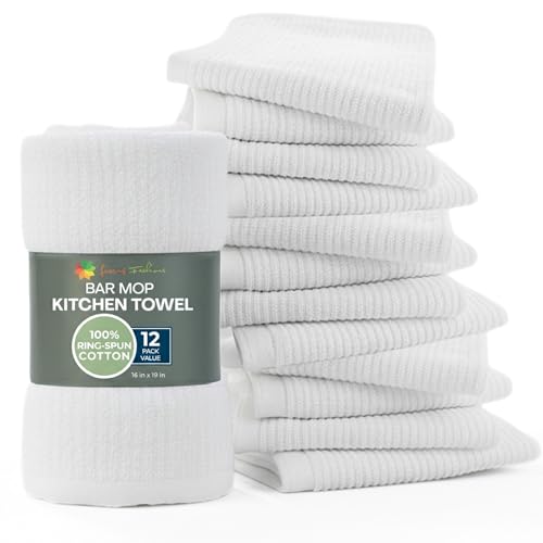Bar Towels 16" x 19" Bar Mop Cleaning Dish Rags (12 Count)
