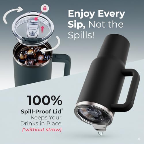40 oz Tumbler With Handle and Straw Made of Stainless Steel