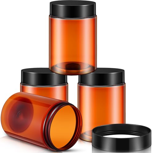 4 Pcs Plastic Jars Wide Mouth with Lids (4 Count)