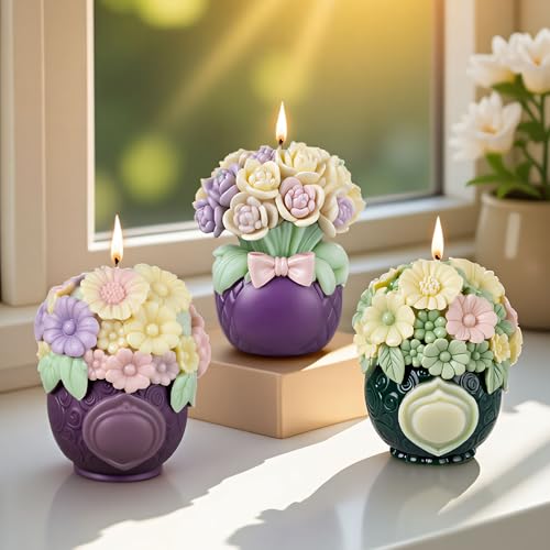 Bulk Flower Bottle Tulip Rose Cylinder Molds Silicone Wave Spiral Candle Mold