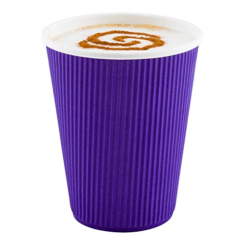 Ripple Wall Coffee Cups 25 Count 12 Ounce Insulated Royal Purple Paper Cups