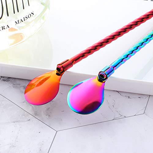 10 pcs Metal Straw Spoons with 2 Cleaning Brushes
