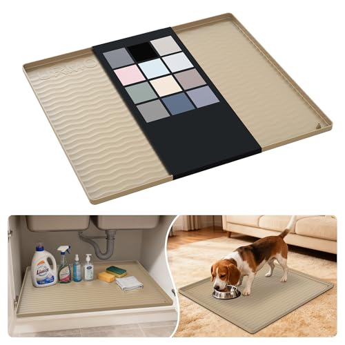 Waterproof Silicone Under Sink Mat 25'' x 22'' Shelf Liner for Kitchen and Bathroom (550 sq inch)