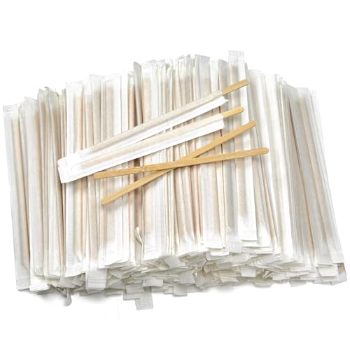1000Pcs Bamboo Coffee Stirrers Individually Wrapped