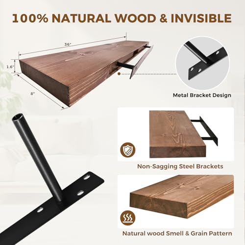Solid Wood Floating Shelves (2 Count)