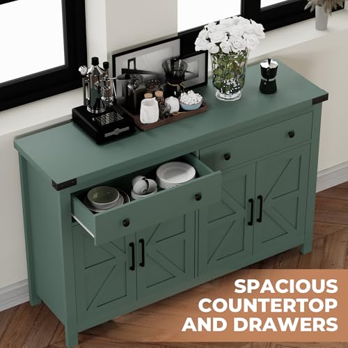 Buffet Cabinet with Storage Farmhouse with 4 Doors and 2 Drawers